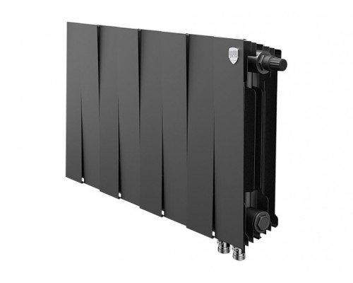 Радиатор биметаллический Royal Thermo Piano Forte 300 VDR Noir Sable 8 секций, нижнее правое подключение, черный, НС-1346072