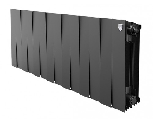 Радиатор биметаллический Royal Thermo Piano Forte 300 Noir Sable 14 секций, боковое подключение, черный, НС-1346059