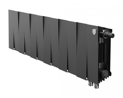 Радиатор биметаллический Royal Thermo Piano Forte 200 VDR Noir Sable 12 секции, нижнее правое подключение, черный, НС-1346004