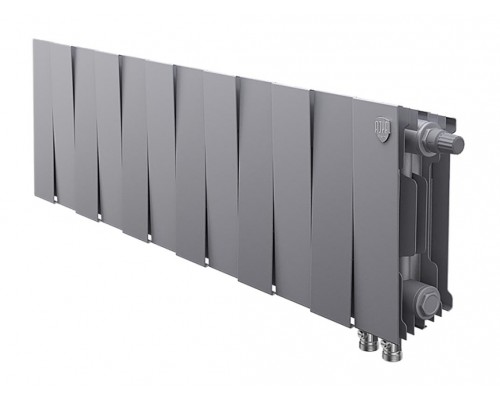 Радиатор биметаллический Royal Thermo Piano Forte 200 VDR Silver Satin 12 секции, нижнее правое подключение, серебристый, НС-1346022