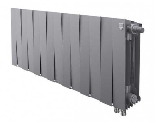 Радиатор биметаллический Royal Thermo Piano Forte 300 VDR Silver Satin 14 секций, нижнее правое подключение, серебристый, НС-1346078