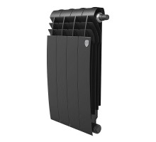 Радиатор биметаллический Royal Thermo BiLiner 500 VDR 4 секции, noir sable, нижнее правое подключение, НС-1309738