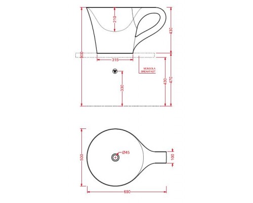 Раковина ArtCeram Cup OSL005 01 50, накладная, цвет черно-белый, 69 х 50 х 43 см