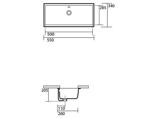 Раковина Kerasan Slim накладная 50 х 34 x 20 см