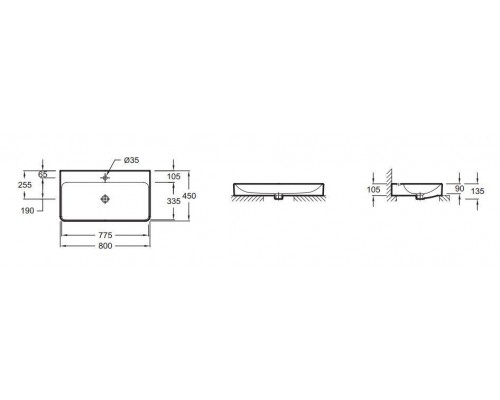 Раковина накладная Jacob Delafon Vox EVC112-00, 80 x 45 см, с переливным отверстием