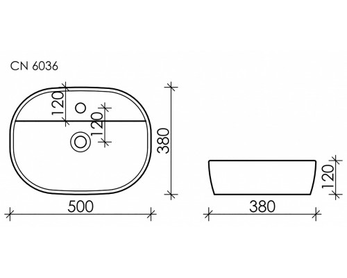 Раковина Ceramica Nova Element, 50 х 38 х 12 см, цвет белый, CN6036