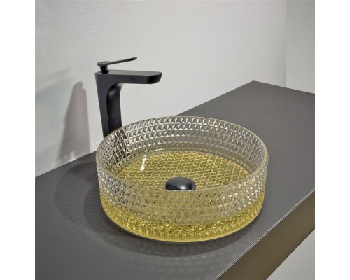 Раковина стеклянная Comforty GL04, 36 см, золотой прозрачный, 00-00012242