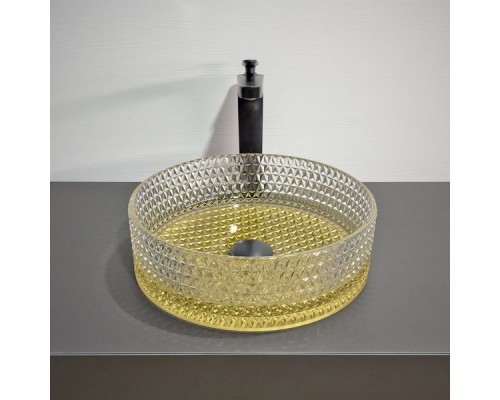 Раковина стеклянная Comforty GL04, 36 см, золотой прозрачный, 00-00012242