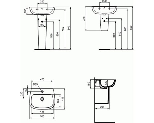 Полупьедестал под раковину Ideal Standard Esedra, T282901