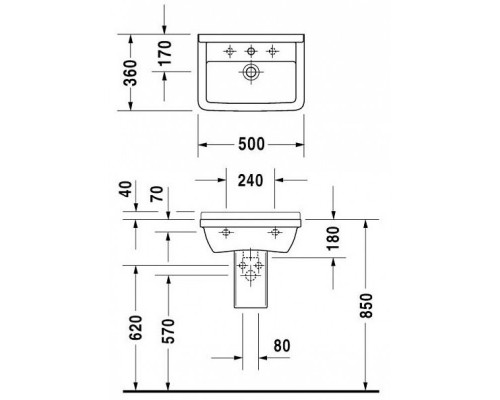 Раковина Duravit Starck 3 030050, 50 х 36 см, 300500000