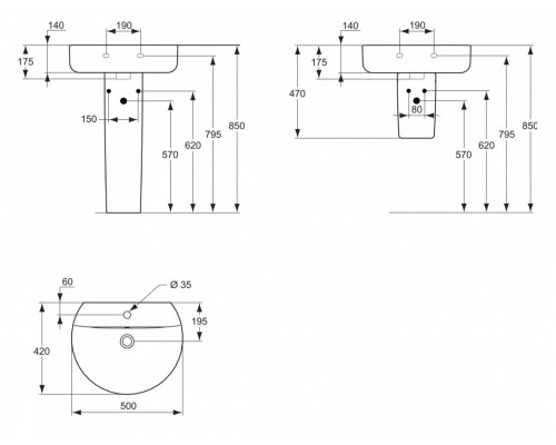 Раковина Ideal Standard Connect Sphere 50 см, белый, E789501