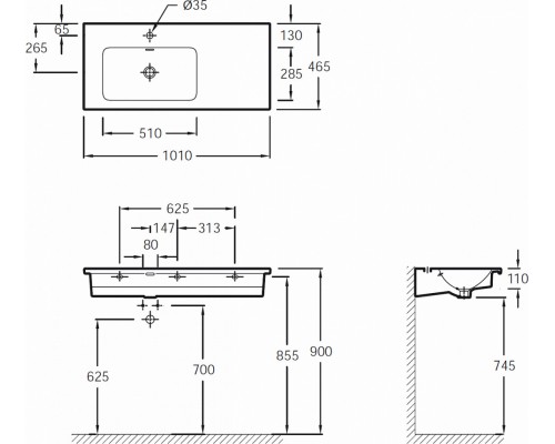 Раковина Jacob Delafon Vox EXAC112-00, крыло справа