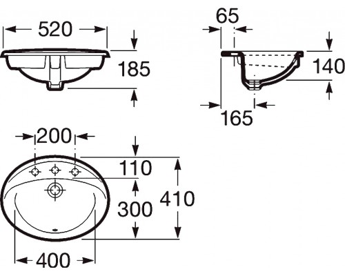 Раковина Roca Rodeo 327866000 52 см, накладная 52 x 41