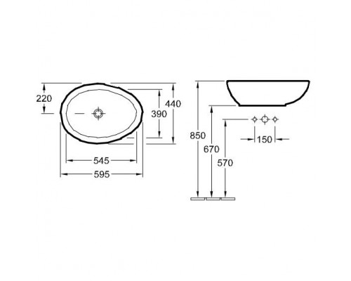 Раковина Villeroy&Boch Aveo, 59,5 х 44 см, Альпийский белый, New Generation, 413260R1