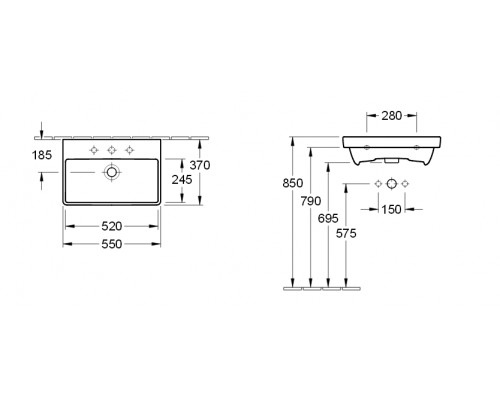 Раковина Villeroy&Boch Avento, 55 х 37 см, подвесная, альпийский белый, 4A005