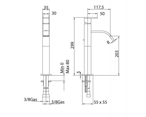 Смеситель Bandini Ice Cube 2 750320PN04 для раковины, никель/ручка без вставок