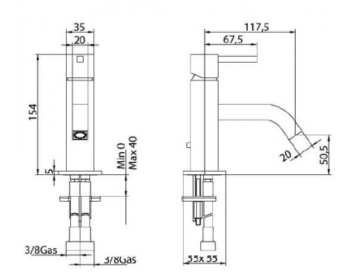 Смеситель Bandini Ice Cube 750120PN02LW для раковины, никель/ручка венге