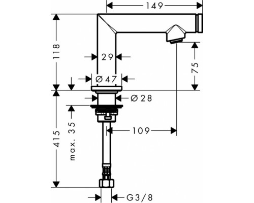 Кран для раковины Axor Uno 45130820 с кнопкой Select, шлифованный никель