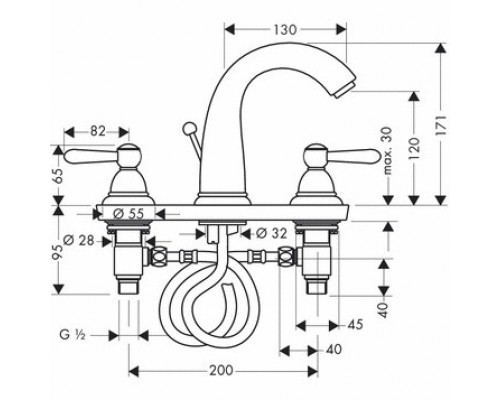 Смеситель для раковины AXOR Carlton 17134090, хром с золотом