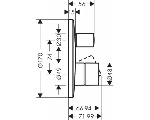 Смеситель для ванны и душа Axor Uno 45405930, латунь