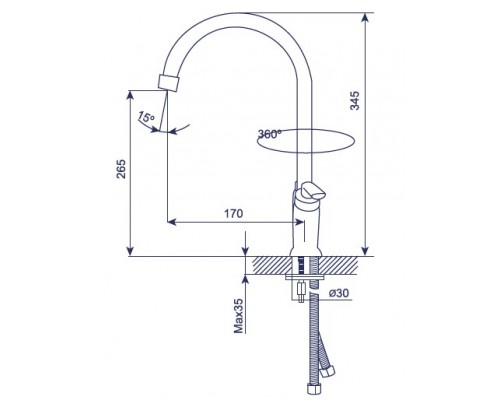 Смеситель для кухни 1/2кер Mixline ML-GS08 (302), цвет - песочный