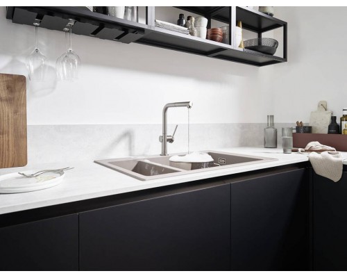 Кухонный смеситель Hansgrohe Talis M54 72809000, с вытяжным изливом, в комплекте с коробом sBox для шланга, хром