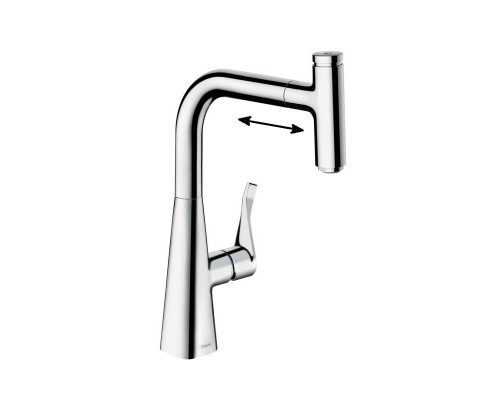 Смеситель для кухни Hansgrohe Metris с выдвижным изливом 240, хром (14857000)