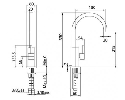 Смеситель Bandini Ice Cube 750220PN01LW для раковины, никель/ручка венге