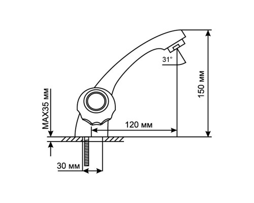 Смеситель для раковины 1/2 кер Mixline ML02-04, хром