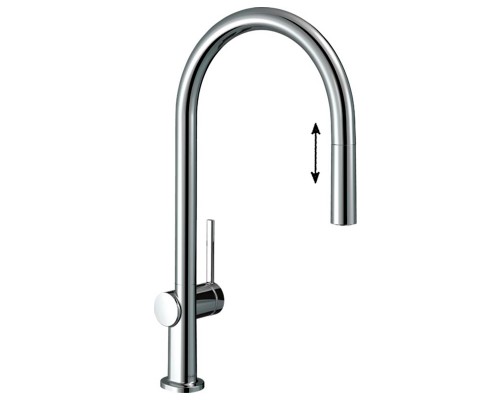 Кухонный смеситель Hansgrohe Talis M54, с вытяжным изливом, в комплекте с коробом sBox для шланга, хром, 72803000