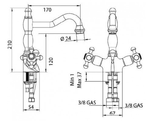 Смеситель Bandini Antica 548720JJ06 для раковины, медь