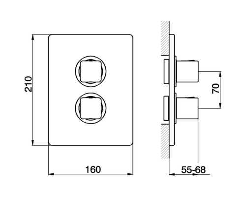 Встраиваемый термостатический смеситель Cisal Cubic с переключателем на 2 положения, цвет хром