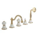 Смеситель Migliore Olivia 19021 (ML.OLV-5880.BI.DO) на борт ванны, золото, ручки белая керамика