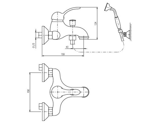 Смеситель для ванны и душа Rav-Slezak Labe L454.5/2SM, с душевым гарнитуром, бронза