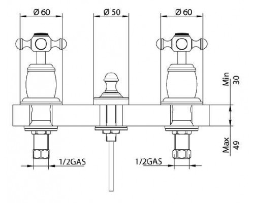 Смеситель Bandini Antica 542620SN06 для биде на 3 отверстия, хром