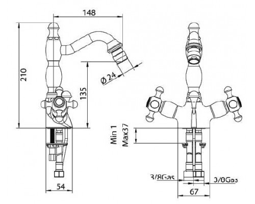 Смеситель Bandini Antica 549820ZZ06 для биде, цирконий