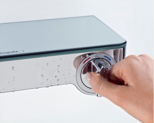 Смеситель Hansgrohe Ecostat Select 13151400 для ванны с кнопками управления, термостатический, белый/хром, 30 см