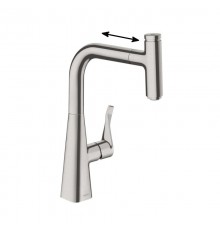 Смеситель для кухни Hansgrohe Metris 14857800, с выдвижным изливом 240, нержавеющая сталь