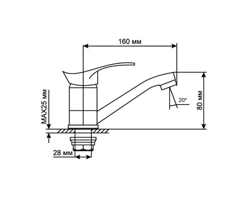 Смеситель для кухонной мойки 40k Mixline ML03-031, хром