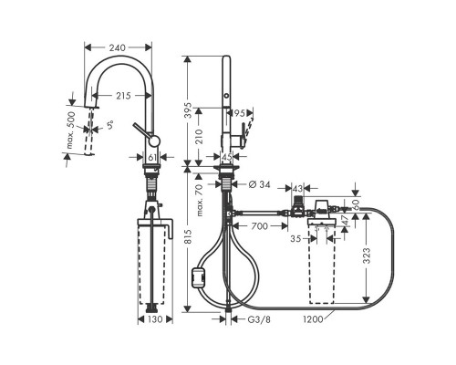 Смеситель Hansgrohe Aqittura M91 для кухонной мойки, с вытяжным изливом, с подключением к фильтру, черный матовый, 76803670