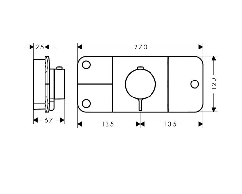 Термостат Axor One на 3 потребителя, 1 дополнительный, шлифованный черный хром, 45713340