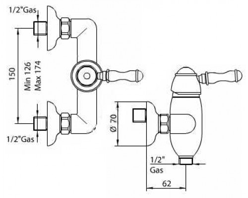 Смеситель Bandini Antico 858620JJ00 для душа, медь/ручка керамическая Antico