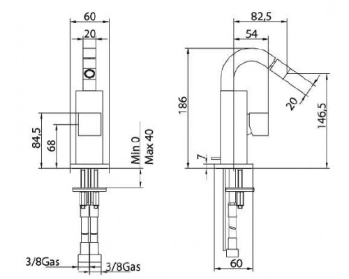 Смеситель Bandini Ice Cube 752220SN00LT для биде, матовый никель/ручка тик