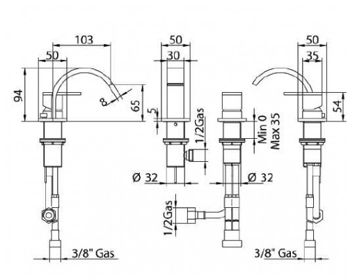 Смеситель Bandini Ice Cube 2 752920PN04LR для биде, никель/ручка белый дуб