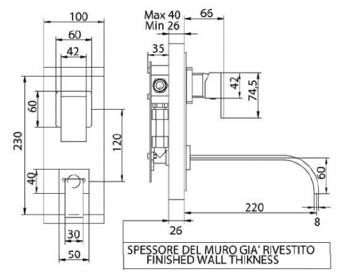 Смеситель Bandini Ice Cube 2 751220PN03 для раковины, никель