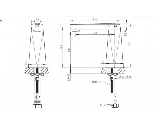 Смеситель Bravat Diamond F118102G-2-ENG для раковины, золото