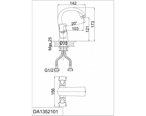 Смеситель D&K Grimm Hessen DA1382101 для раковины