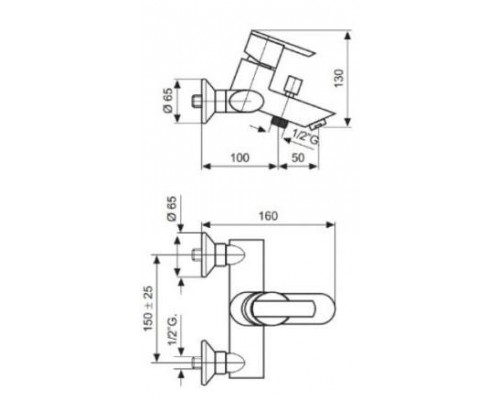 Смеситель для ванны и душа Emmevi Elly 41001CR, хром