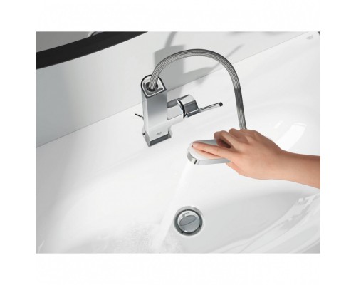 Смеситель однорычажный Grohe Plus 23843003 для раковины, со сливным гарнитуром, выдвижной излив