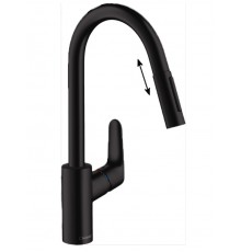 Смеситель для кухни Hansgrohe Focus 31815670 выдвижной излив, черный матовый